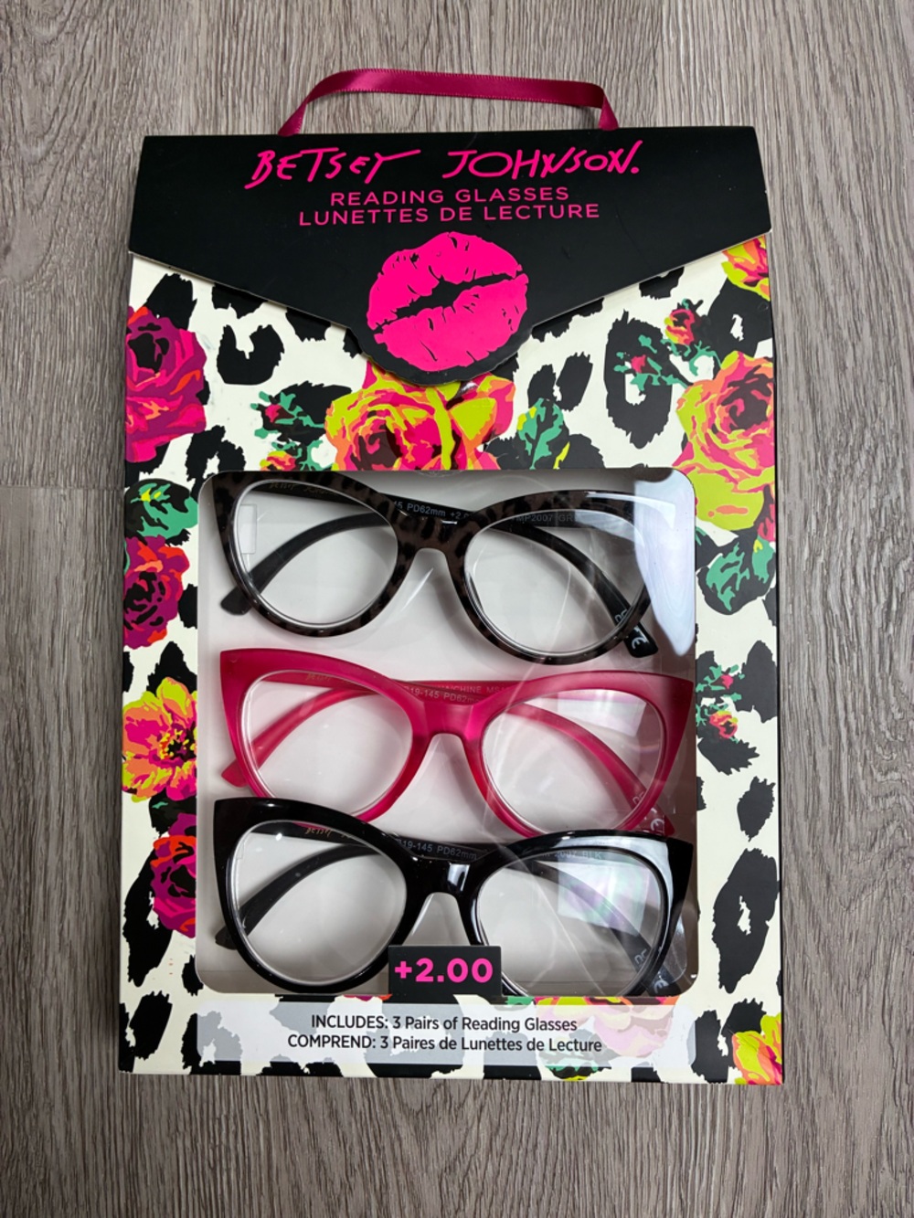 Betsey Johnson Reading Glasses 3-Pack +2.00 Bold Fashion Frames